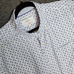International Report Mens 4 Way Stretch Palm Tree Short Sleeve Button Shirt XL